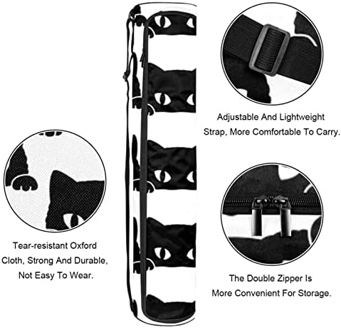 Black Cats Yoga Mat Bags Full-Zip Yoga Carry Bag for Mulher Homens, Exercício de ioga transportadora com cinta ajustável
