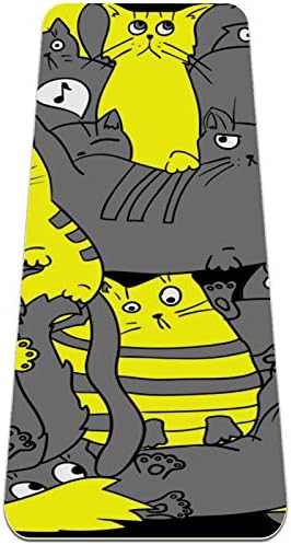 Siebzeh Cartoon engraçado gato amarelo cinza premium grosso de ioga mato ecológico saúde e fitness non slip tapete para