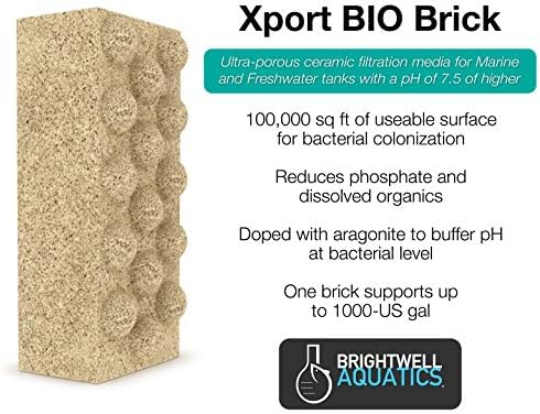 Brightwell Aquatics Xport Bio Dimpled Brick - Mídia biológica de tijolo biológica ultra porco para aquário marinho e de água doce