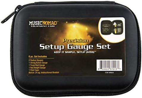 MusicNomad Precision 6 Pc. Conjunto de ferramentas do medidor de configuração de guitarra - mais 24 pg. Livreto de instrução e estojo de armazenamento