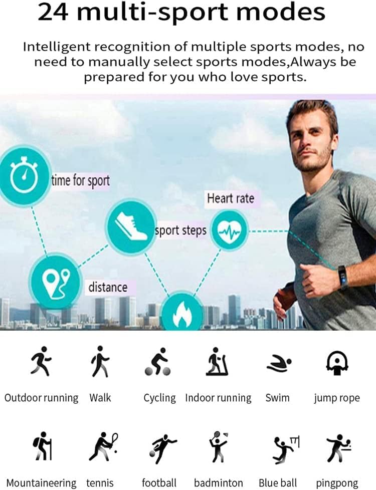 Rastreador bluenext smart esportes rastreadores de atividades 1.47 tela de toque completa DIY com freqüência cardíaca/pressão arterial resistente à água/contador de calorias SPO2