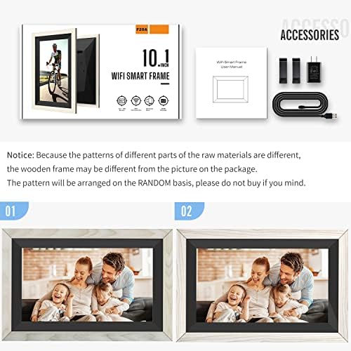 JMPOW Digital Photo Frame WiFi 10,1 polegadas HD IPS Tela de toque IPS Frame de imagem inteligente com 16 GB de armazenamento automático Brilho ajustável Fácil configuração para compartilhar fotos ou vídeos por meio de framero grátis
