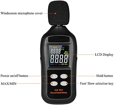 LDCHNH Digital Sound Level Meter LCD 35-135DB Volume de ruído Medição de instrumento de decisor de decisor Testador de monitoramento com modo de retenção