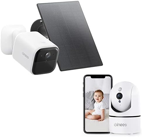 Wines A37 1080p Baby Monitor Câmera interna com áudio e visão noturna e câmeras de segurança solar 2K 2K ao ar livre sem fio,