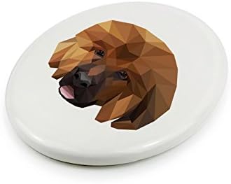 Mastiff tibetano, placa de cerâmica de lápide com uma imagem de um cachorro, geométrico