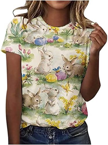 Camisas de Páscoa para mulheres Teas gráficas de coelho