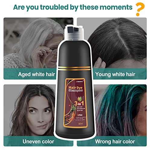 Fondiia meidu hair tintina shampoo cobertura de cabelo grisalho para mulheres e homens instantâneos 3 em 1 shampoo fácil de shampoo vermelho