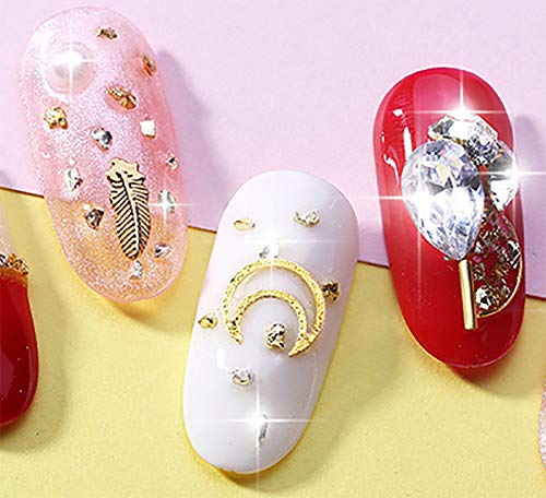 Besyousel 1 caixa colorida decoração de unhas coloridas diamante metal unhas artes de jóias de tamanho 3D de luxo