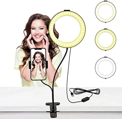 Luz de anel selfie de 6 Selizwold com clipe de mesa e suporte para o celular para transmissão ao vivo ＆ Maquiagem,