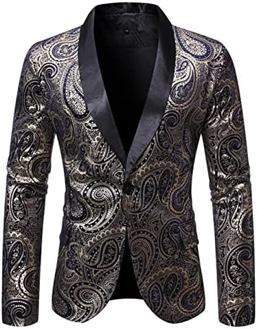 Men casual floral blazer shawl lapela lapela de smohish tuxedo jaqueta 1 botão impresso no traje de festa de casamento fino