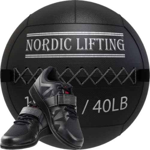 Bola de parede de elevação nórdica 40 lb pacote com sapatos megin tamanho 12 - preto