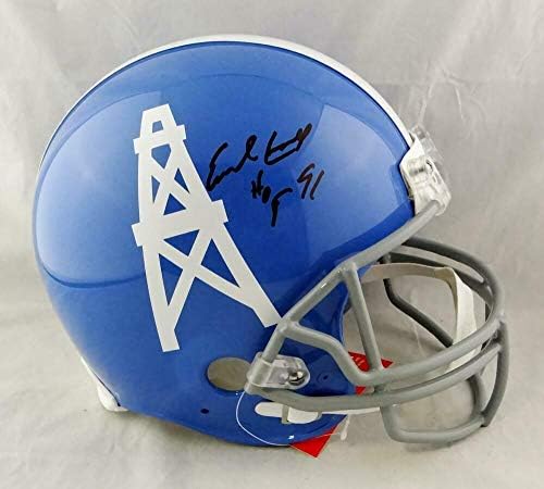 Earl Campbell autografou o Houston Oilers em tamanho real proline tb capacete com hof- jsa - capacetes NFL autografados