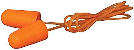 IRONWARE 1705 Moldável descartável 33 decibel PU Plugues de ouvido de espuma com cordão de segurança PE, laranja, caixa