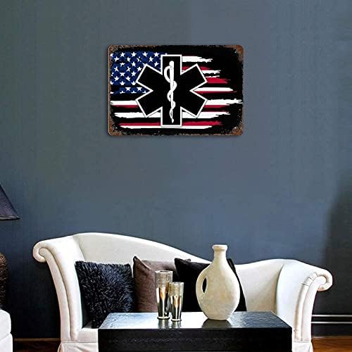 American Flag EMS Estrela da vida paramédica paramédica metal metal retro imagens penduradas imagens de impressão Placa