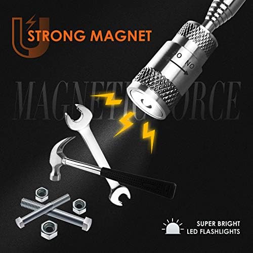 Ferramenta de captação magnética Presentes para homens - 2 pacote LED Telescópio Ferramenta de retirada magnética flexível, Kit de ferramentas de ímãs estendendo