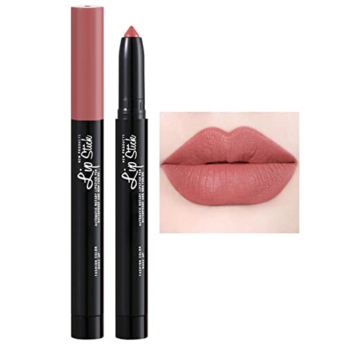 WGUST 01 Crush Lip Gloss Lipstick Velvet Veludo Feminino Pasta de caneta Rosa com Lápis Sharpador Automático Lobo Lip Lip Non Fading