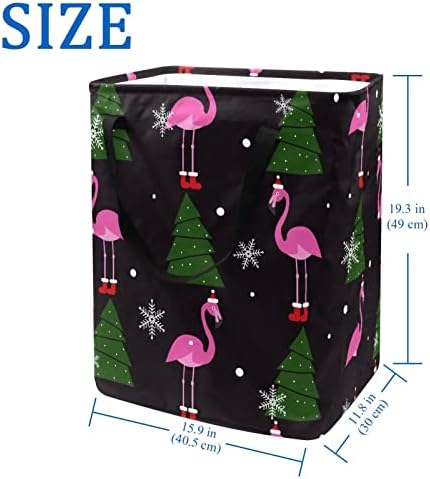 Natal rosa flamingo natal árvore de neve cesto de lavanderia colapsível, cestas de lavanderia à prova d'água 60l