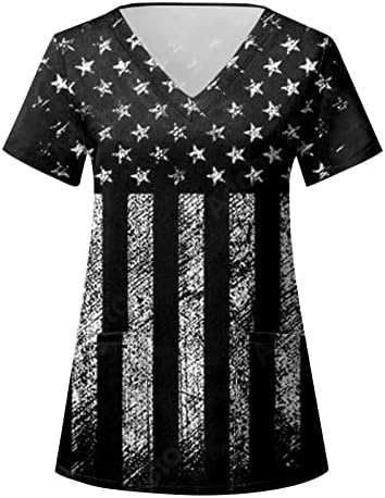 4 de julho Camisas para Women USA FLAND SMERTRO DE MANEVA CURTA V CHAMISTAS T T T CHAMISTAS COM 2 BOLOS BLOUSS Holiday