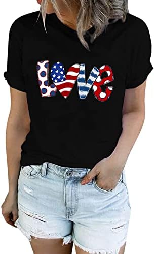 Camisa de camisa feminina t bandeira t bep top women curto moda manga casual independência camisetas americanas