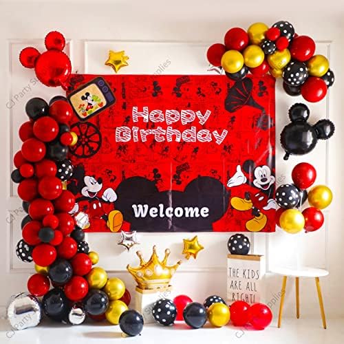 CJ Party Supplies Mickey Feliz aniversário decoração de festas, incluindo Balões Mickey de 7x5 pés Mickey the Mouse Party