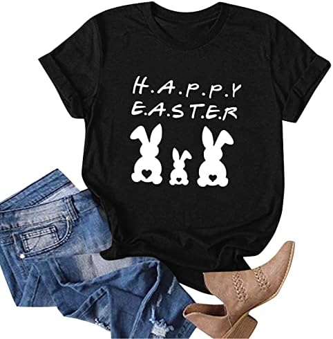 Camiseta de páscoa camiseta para mulheres fofas de coelho de coelho