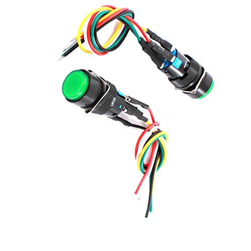 Aexit DC12V 16mm elétrico SPDT 1NO 1NC Bloqueio de lâmpada verde Push Butter Timers Switch 2pcs