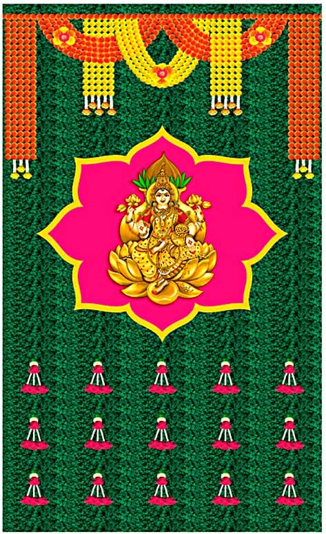 Satvik 8x5ft. Pano de fundo de tecido para pooja pujan decoração lakshmi/laxmi ídolo de craucada guirlanda impressão indiana
