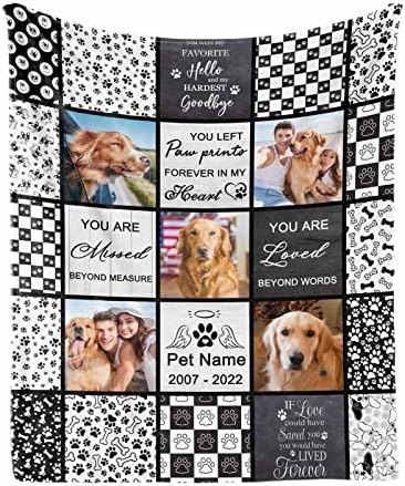 MyPupsocks Cobertor de colagem da foto de animais de estimação personalizada em memória amorosa de simpatia de cães Presente