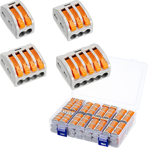 Jandeccn 146 Conjunto de conectores de fio de alavanca de embalagem, desconexão rápida elétrica 2/3/4/5 Kit de conectores de splicing compactos