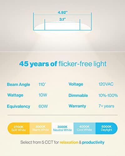 Sunco 12 pacote de 4 polegadas de 4 polegadas LED Ultra LED de teto embutido, acabamento em defletor, CCT selecionável