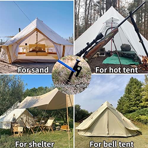 Danchel Outdoor 16in-6pcs Tent Stakes Acessórios de acampamento sem ferrugem pesados, estacas de metal à prova de vento para quintal/praia/dossel