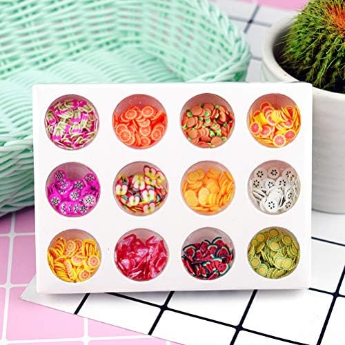 Lurrose 12 tipos de caixa de frutas slime slime unhas criação de frutas série de frutas decoração de unhas diy