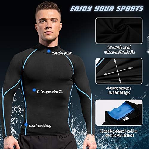 3 Pacote camisas de compressão masculinas para treinos atléticos de manga longa Tops de ginástica sub -camisetas de esportes ativos
