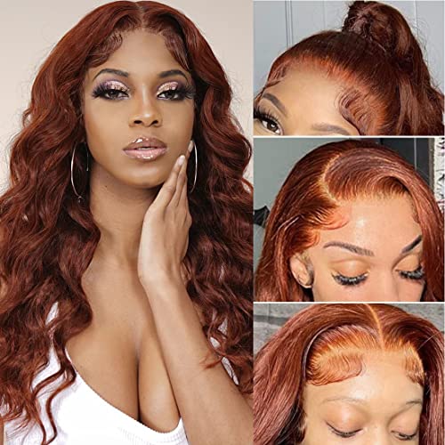 Nadula 4x4 Transparente Wigs de fechamento de renda marrom transparente Cabelo humano 12a Brasileiro pré -colorido escuro Auburn Brownish