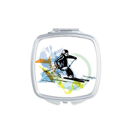 Esportes de inverno atletas freestyle esqui aquarela espelho portátil compacto maquiagem de bolso de dupla face de vidro