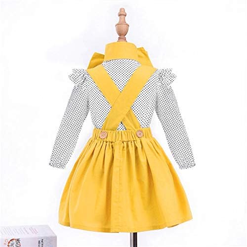 Roupa de menina para bebês da criança Polka DOT Salia de camisa de camisa geral Conjunto de uniformes escolares vestido