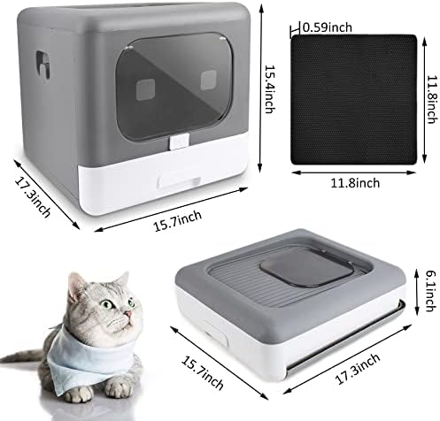 Caixa de areia de gato com tampa, caixa de areia de entrada superior em gatinhos fechados e cobertura banheiro de