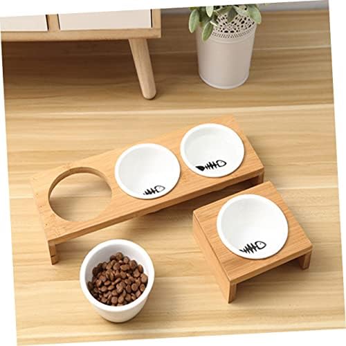 Balacoo 1 Set Cat Bowl Cerâmica tigela de gato tigelas de cachorro de alimentação elevada alimentador de gato gato gato alimentador