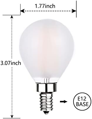 Lâmpadas de lâmpadas do globo led sunaiony 60W equivalente 6W Branco mole 3000K E12 Base de candelabra diminua acabamento de vidro fosco diminuído para lâmpadas de ventilador de teto, 6 pacote