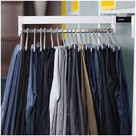 Roupas de guarda-roupa telescópicos telescópicos de 30-60cm calças de tração rack rack de roupas retráteis, calças de guarda-roupa e casacos rack de armazenamento, branco