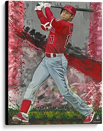 Shohei Ohtani Los Angeles Angels Strelited Giclee Canvas - assinada e numerada pelo artista Cortney Wall - Edição limitada #2021 de 2021 - MLB ARTOGRAFIA