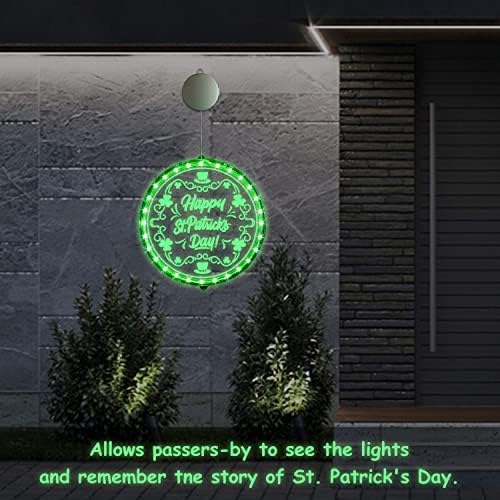 Janela de decoração do dia de St. Patricks Luz da janela, iluminada bateria de luz verde LED operada para a festa