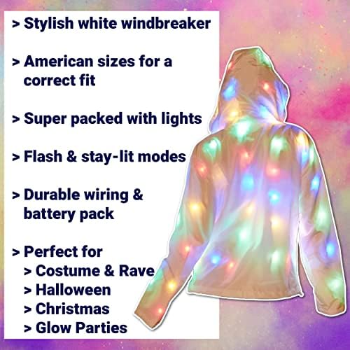 Casa de roupas de fantasia iluminada o casaco flash capuz rave luzes adultas para crianças roupas de família masculino masculino clube