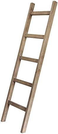 Elementos casuais Decor Decor Decorative Ladder/Blanket Rack - Rustic Mango Grey Wash, 72 High por 20 de largura,