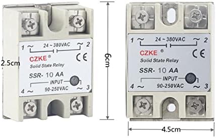 Kavju SSR-10AA/SSR-25AA/SSR-40AA AC CONTROL AC CHELL BRANCO Relé de estado sólido de fase com tampa plástica SSR