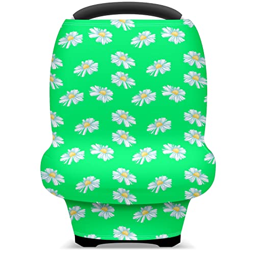 Capas de assento de carro para bebês Branco Little Daisy Padrão Cobertão de enfermagem verde Caminho de carrinho de cachecol de amamentação