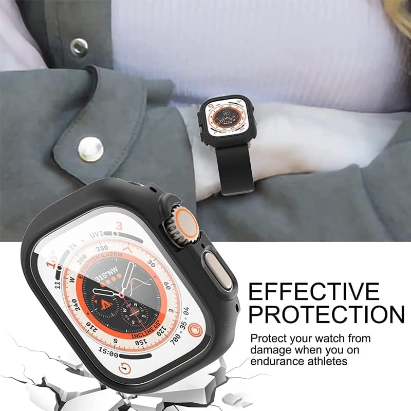 Caso de vidro+founcy para capa de relógio Apple Ultra 49mm Smartwatch PC Protetor de proteção contra choques de chumbo de chumbo Iwatch