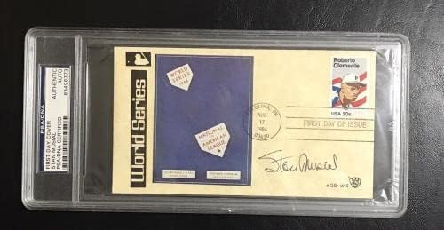Stan Musial 1984 Cobertura do primeiro dia PSA encapsulada em 1944 World Series - assinaturas de corte da MLB