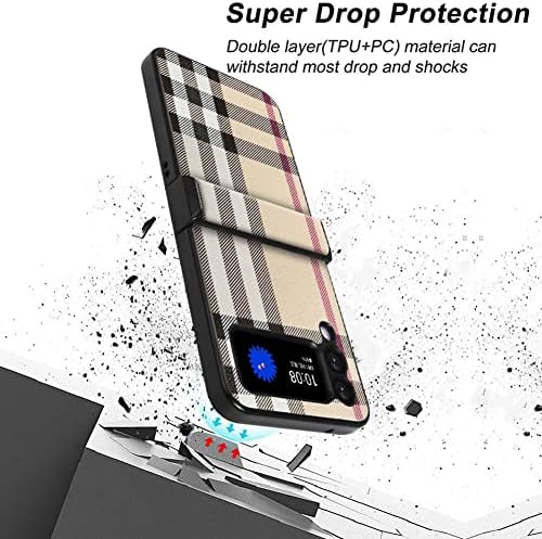 Junorstar para Samsung Galaxy Z Flip 3 Case com dobradiça, luxuosos Caso de proteção de couro PU Slim Caso com tudo incluído para