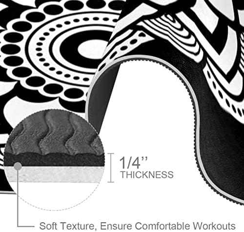 Black & White Mandala Flor Extra Grosso Mat de Yoga - Eco Friendly Longe Excurting & Fitness Mat Treping Tat para todo tipo de ioga,